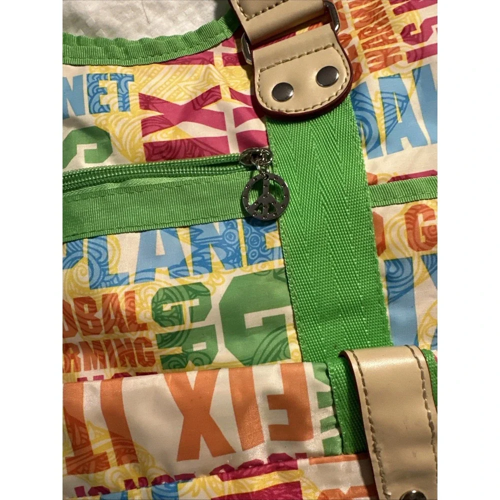 Save Our Planet Global Warming Purse‎ Bag Peace Zipper Drink Pockets